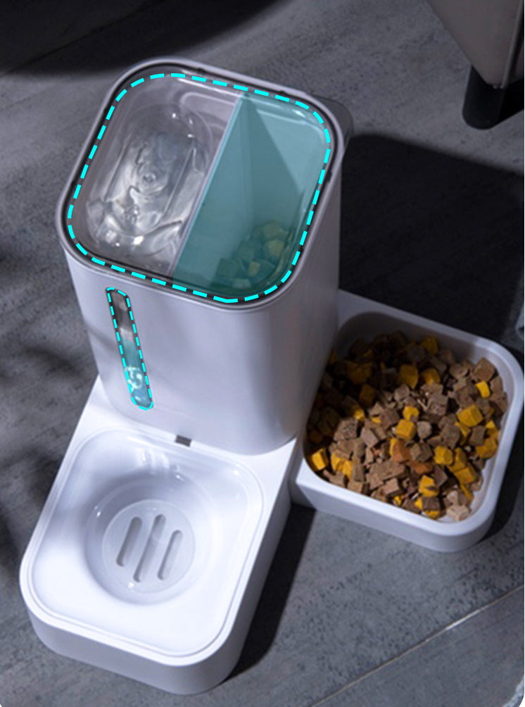 PG-0339 2-in-1 Gravity Cat Food and Water Dispenser Automatic Dog Feeder Waterer