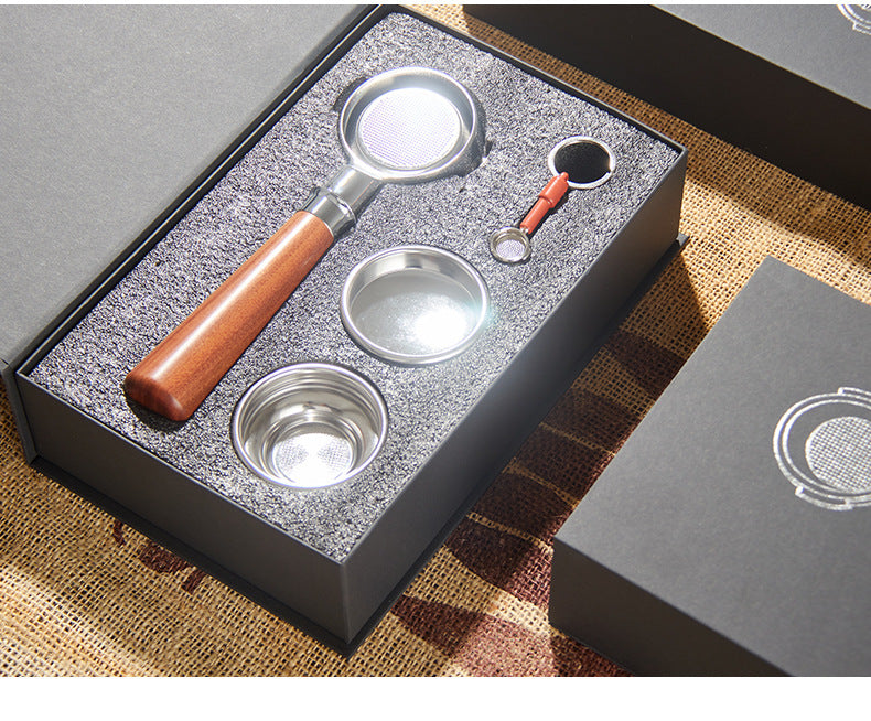 PG-0155 E61 Coffee machine handle Brewing head Universal 58mm stainless steel solid wood espresso utensible bottomless handle