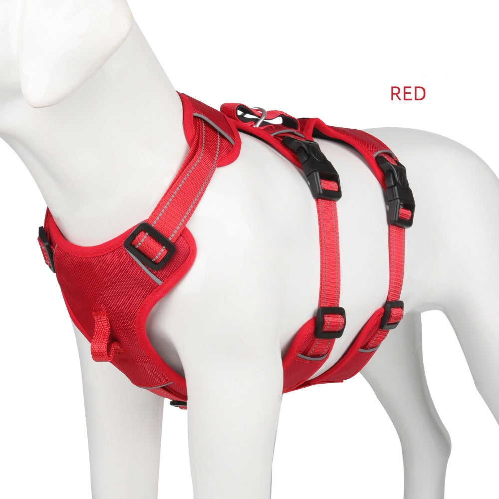 PG-0191 Upgraded Explosion-proof impact handle breast back large dog rope reflective pet breast harness