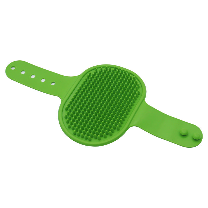 PG-0278 Pet Shampoo Bath Brush Soothing Massage Rubber Comb with Adjustable Ring Handle for Long Short Haired Dogs and Cats Grooming
