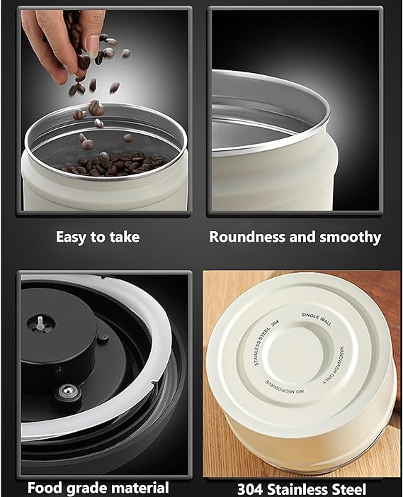 PG-0183 Coffee Canister Airtight Coffee Container Stainless Steel Coffee Bean Storage Container with CO2 Release Valve and Scoop Coffee Canister for Beans,Grounds,Sugar,Flour,Cereal