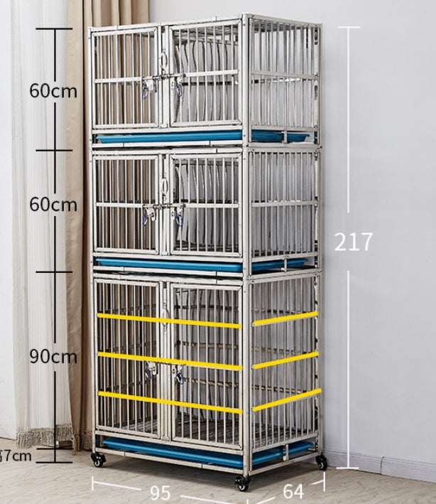 PG-0372 95 Three cages & six rooms Stainless steel dog cage Mother cage Hospital cage combination cage isolation cage Foster cage Display cage Pet store foster cage