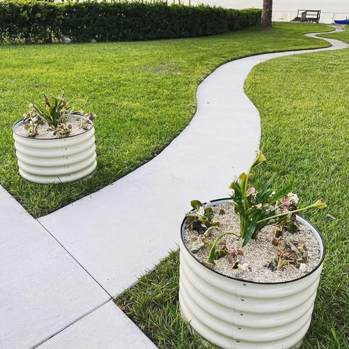 PG-0257 garden 17" Tall Herb Round metal planter box garden planter bed planter box planter frame