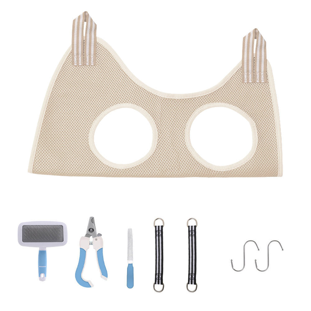 PG-0207 Pet Grooming Hammock Helper 8 in 1 Breathable Dog Hammock Restraint Bag,Pet Supplies Kit with Nail Clippers, Pet Comb for Bathing Grooming and Trimming Nail