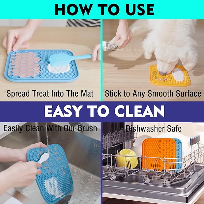 PG-0300 Large suction cup pet bite resistant Slow food mat Licking mat Silicone slow food mat Cat and dog placemat dog licking plate placemat