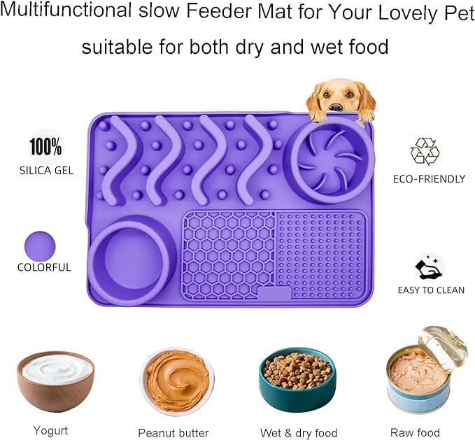 PG-0311 Lick Mat for Dogs and Cats, Licking Mats with Suction Cups for Dog Anxiety Relief, Food Grade Silicone Cat Lick Pad for Boredom Relief, Dog Treat Mat Perfect for Grooming and Slow Feeding