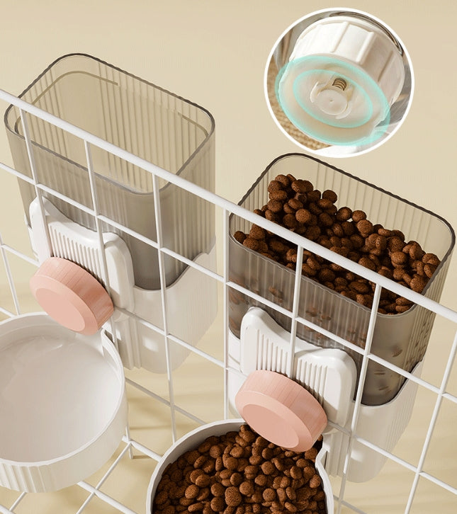PG-0326 Automatic Dog Cat Feeder and Water Dispenser Gravity Food Feeder and Waterer Set with Pet Food Bowl for Small Medium Dog Puppy Kitten