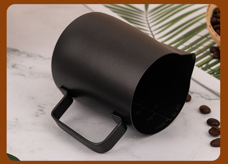 PG-0165 Milk Frothing Pitcher, Stainless Steel Milk Steamer Jug With V-shaped Spout and Teflon Coating,Barista Tool Espresso Steaming Pitcher