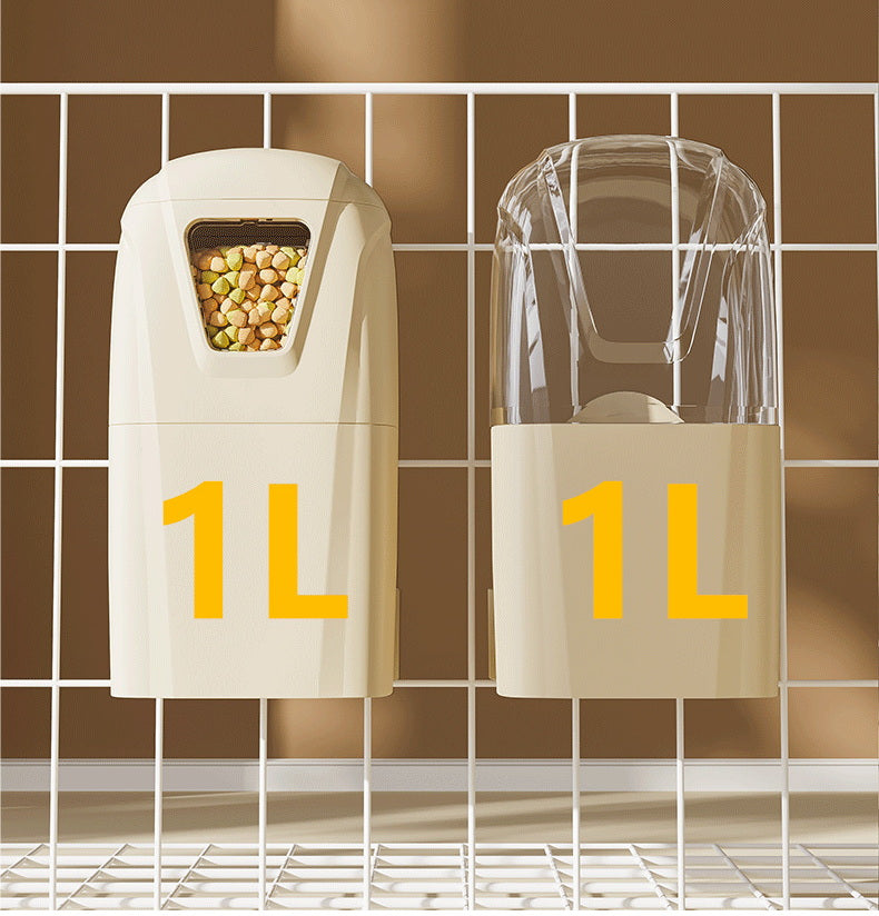 PG-0327 Automatic Dog Cat Feeder and Water Dispenser Gravity Food Feeder and Waterer Set with Pet Food Bowl for Small Medium Dog Puppy Kitten