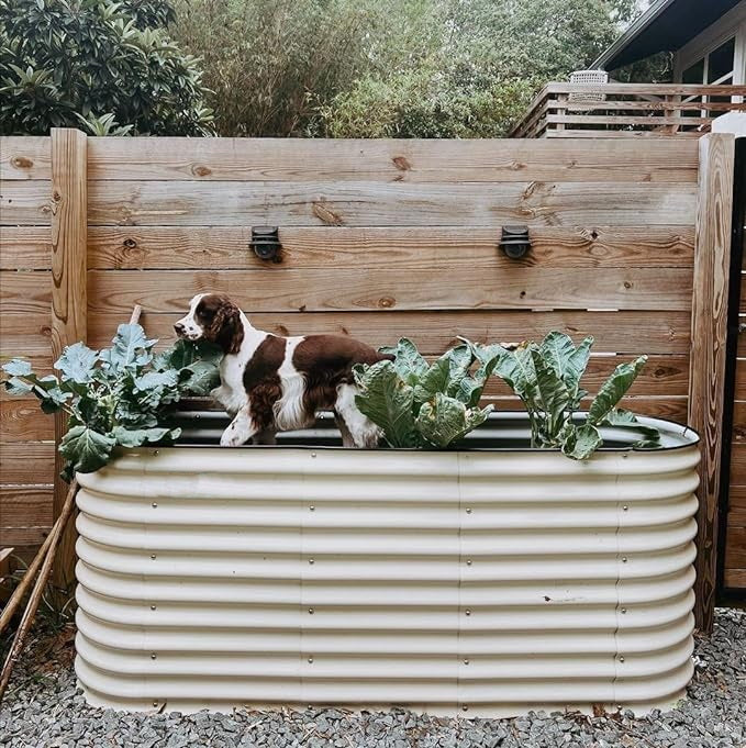 PG-0246 garden 32" 4 in 1 Extra Tall Raised Garden Bed Kits Modular Raised Planter Box for Vegetables Flowers Fruits Oval Metal Raised Garden