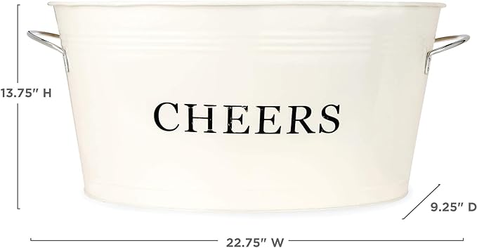 PG-0219 6.3 Gallons Farmhouse Decor Ice Bucket & Galvanized Cheers Beverage Tub for Parties