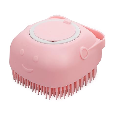 PG-0277 Dog Cat Bath Brush Comb Silicone Rubber Dog Grooming Brush Silicone Puppy Massage Brush Hair Fur Grooming Cleaning Brush Soft Shampoo Dispenser