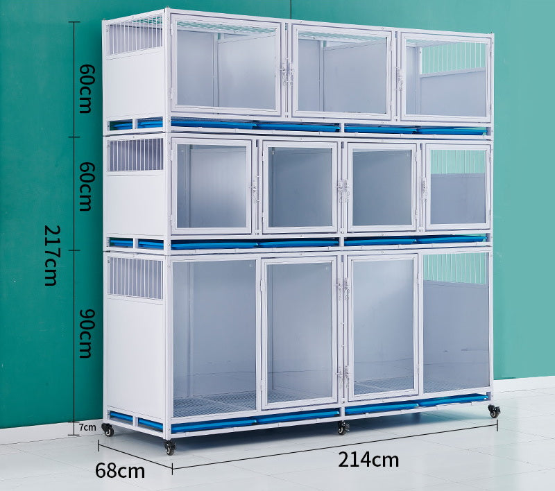 PG-0415 214 Three decks & Nine Rooms Pet store foster cage Pet hospital inpatient cage breeding cage Display cage Multi-layer dog cage Pet store foster cabinet