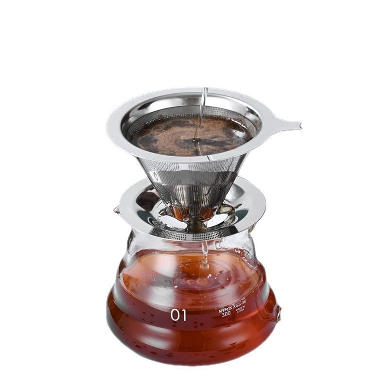 PG-0168 Pour Over Coffee Dripper, Stainless Steel Reusable Coffee Filter Double Mesh Design of Metal Cone Filter for Perfect Extraction