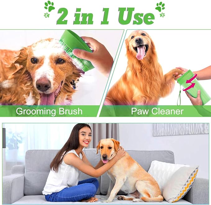 PG-0296 2 In 1 Portable Silicone Pet Cleaning Brush Feet Cleaner For Dogs Grooming With Muddy Paw,Dog Foot Cleaner Dog Paw Washer Cup