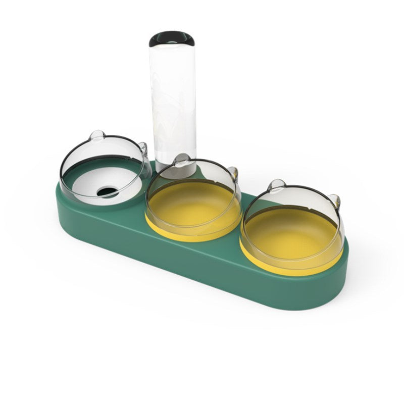 PG-0337 Splice with drinking bottle Double bowl multi-functional pet bowl wet mouth dog automatic water feeder dog rice bowl