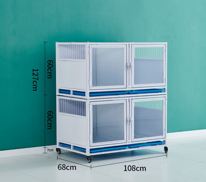 PG-0426 108C-Two layers & Four Rooms Pet store foster cage Pet hospital inpatient cage breeding cage Display cage Multi-layer dog cage Pet store foster cabinet