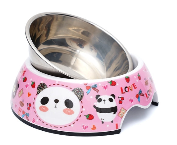 Tigela de comida para cachorro panda rosa de plástico melamina 