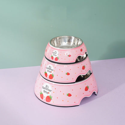 Melamine Plastic Strawberry Dog Food Bowl