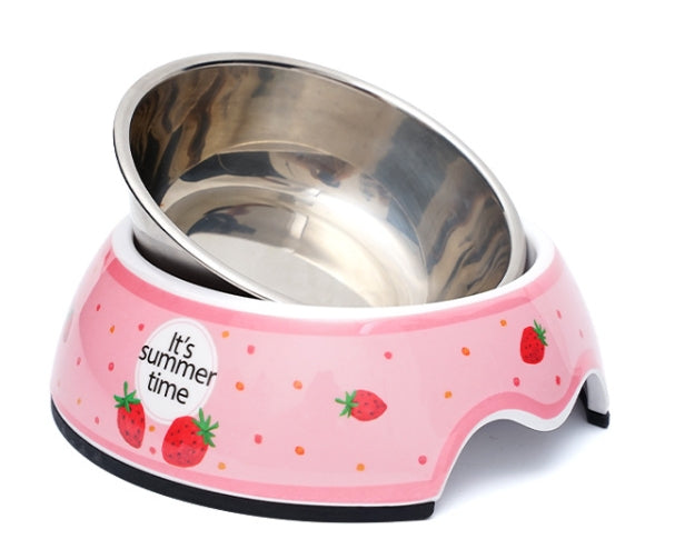 Melamine Plastic Strawberry Dog Food Bowl