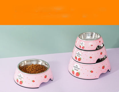 Melamine Plastic Strawberry Dog Food Bowl