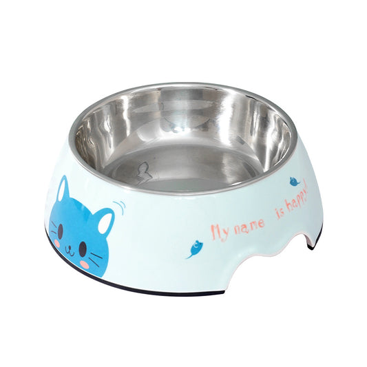 Tigela de comida para cachorro de gato azul de plástico melamina 