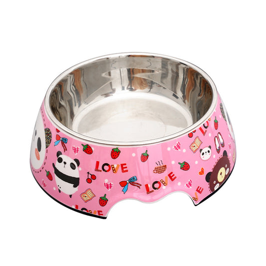 Melamine Plastic Pink Panda Dog Food Bowl