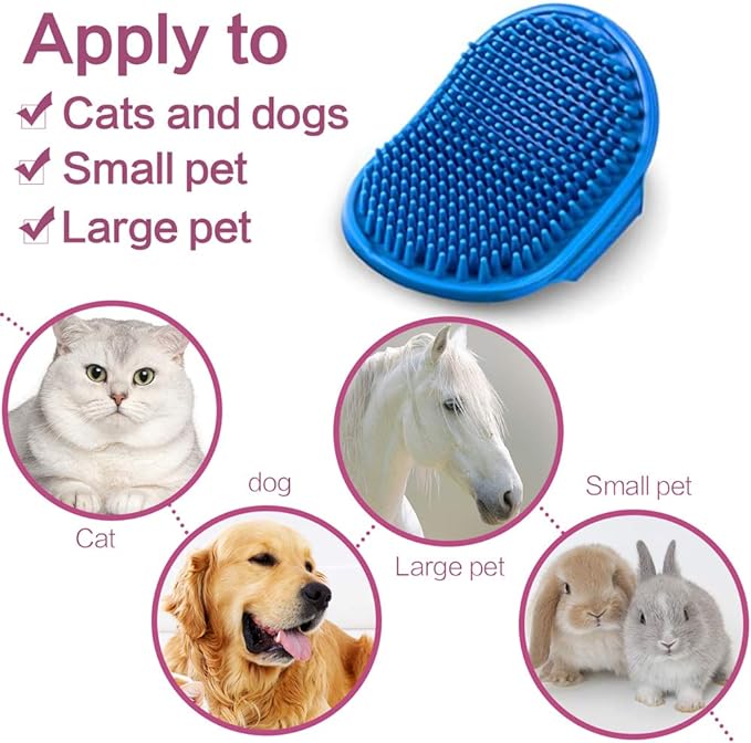 PG-0278   Pet Shampoo Bath Brush Soothing Massage Rubber Comb with Adjustable Ring Handle for Long Short Haired Dogs and Cats Grooming