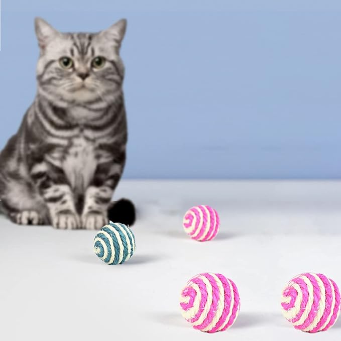 Sisal Balls Toy Beautiful Sisal Balls Small and Delicate Sisal Balls Interactive Rolling Ball Scratch Colorful Toy for Gifts to Pet Cats and Kittens