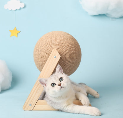 “L” Cat scratching board Cat toy Wooden cat scratching ball grinding claw hand wrapped sword rope cat climbing frame durable cat scratching post