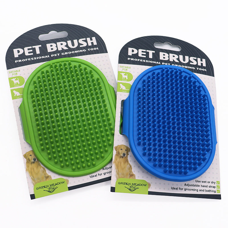 PG-0278 Pet Shampoo Escova de Banho Massagem Calmante Pente de Borracha com Alça de Anel Ajustável para Cães e Gatos de Cabelo Curto Longo 