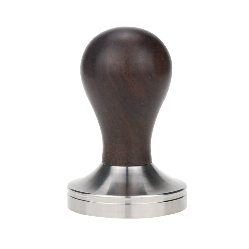 PG-0137 Prensa Espresso Tamper- Espresso Hand Tamper com Base em Aço Inox e Cabo de Madeira Chacate Preto