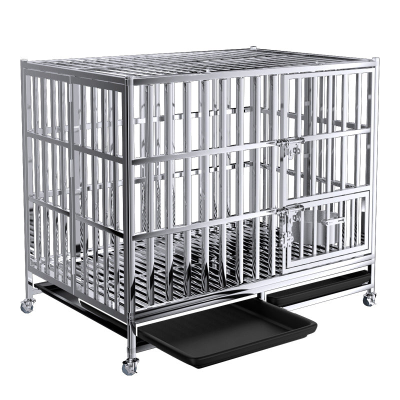 PG-0357   Assembly plate Stainless Steel Dog Crate Pet Kennel Foldable Dog Kennels Dog Cage Pet Playpen with Lockable Wheel