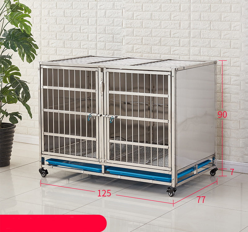 PG-0410   125  Single & Two Rooms Veterinary Stainless Steel Dog Kennel Cages Equipment Animal Cages