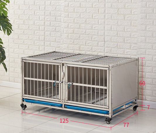 PG-0411 125B Gaiolas para canil veterinário de aço inoxidável para cães individuais e dois quartos Equipamentos Gaiolas para animais 