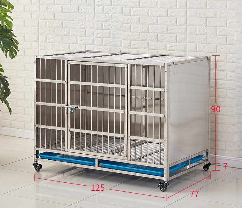 PG-0412   125C  Single Veterinary Stainless Steel Dog Kennel Cages Equipment Animal Cages