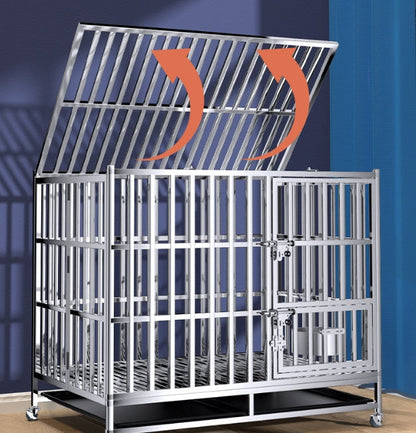 PG-0358   Foldable Stainless Steel Dog Crate Pet Kennel Foldable Dog Kennels Dog Cage Pet Playpen with Lockable Wheel