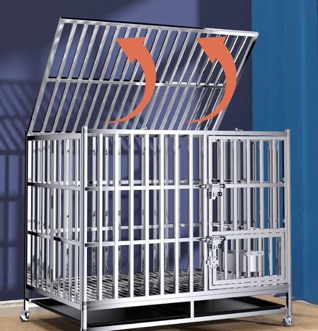 PG-0357   Assembly plate Stainless Steel Dog Crate Pet Kennel Foldable Dog Kennels Dog Cage Pet Playpen with Lockable Wheel