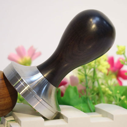 PG-0137 Prensa Espresso Tamper- Espresso Hand Tamper com Base em Aço Inox e Cabo de Madeira Chacate Preto