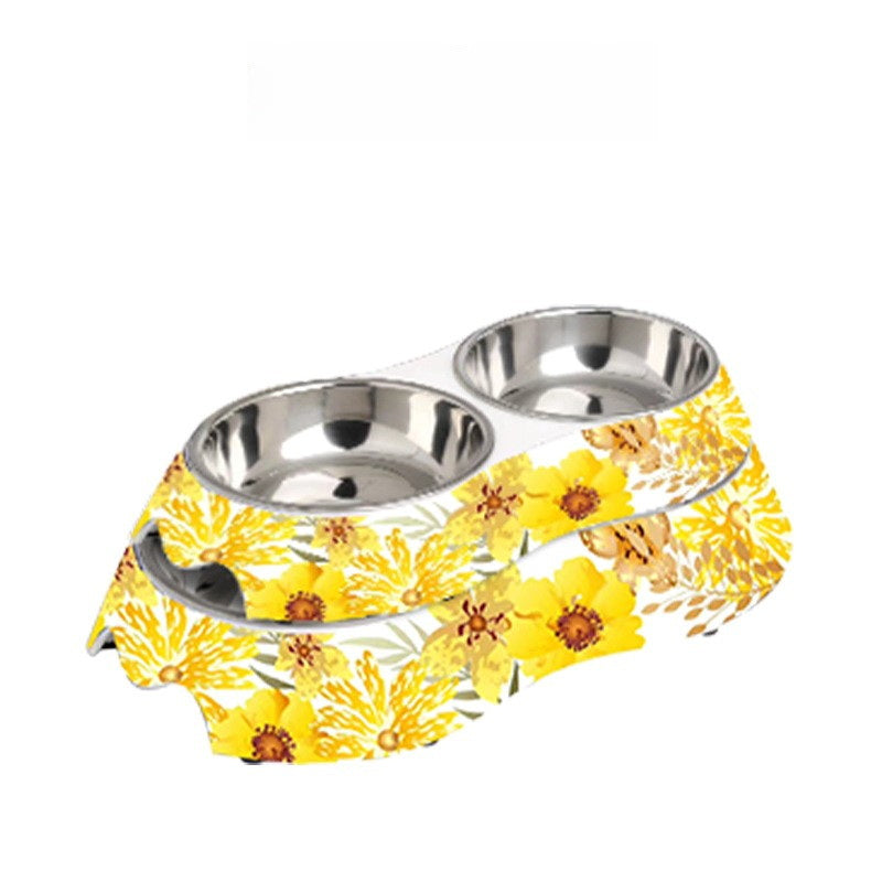 Melamine Yellow Flowers Food Double Bowls