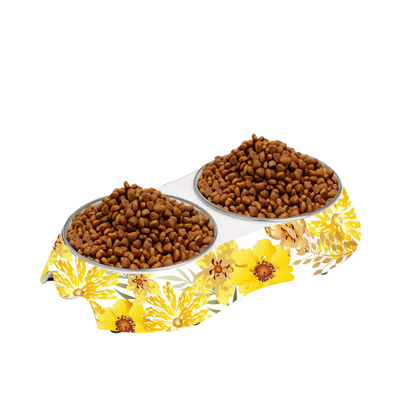 Melamine Yellow Flowers Food Double Bowls