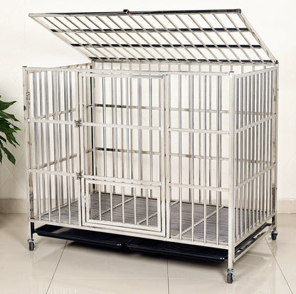 PG-0357   Assembly plate Stainless Steel Dog Crate Pet Kennel Foldable Dog Kennels Dog Cage Pet Playpen with Lockable Wheel