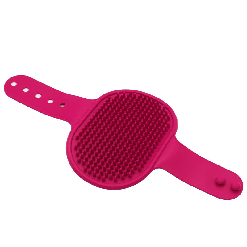 PG-0278   Pet Shampoo Bath Brush Soothing Massage Rubber Comb with Adjustable Ring Handle for Long Short Haired Dogs and Cats Grooming