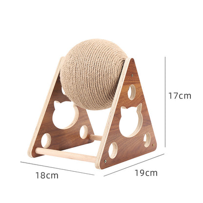 Triangle Cat scratching board Cat toy Wooden cat scratching ball grinding claw hand wrapped sword rope cat climbing frame durable cat scratching post