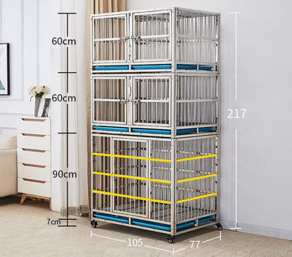 PG-0439   105  Three-deck & Five Rooms Veterinary Stainless Steel Dog Kennel Cages Equipment Animal Cages