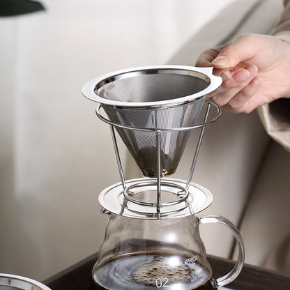 PG-0169  Pour Over Coffee Dripper,Reusable Coffee Filter,Slow Drip Paperless Stainless Steel Cone Coffee Coffee Maker,Easy to Use and Clean