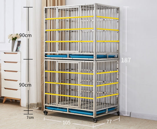 PG-0442   105  Two-deck & Two Rooms Veterinary Stainless Steel Dog Kennel Cages Equipment Animal Cages