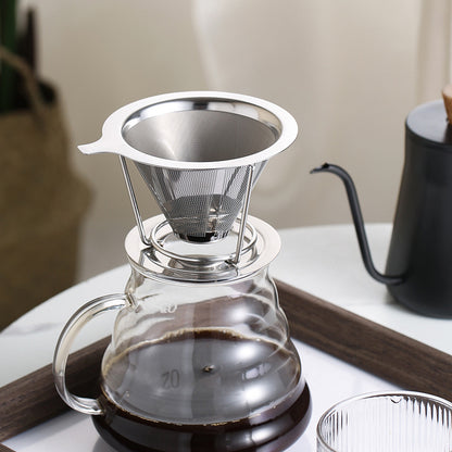 PG-0169  Pour Over Coffee Dripper,Reusable Coffee Filter,Slow Drip Paperless Stainless Steel Cone Coffee Coffee Maker,Easy to Use and Clean