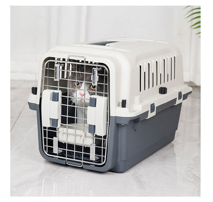 PG-0484 Porta-animais de estimação de plástico portátil com rede Animais de pequeno e médio porte fora da remessa transportadora aérea destacável para gatos 