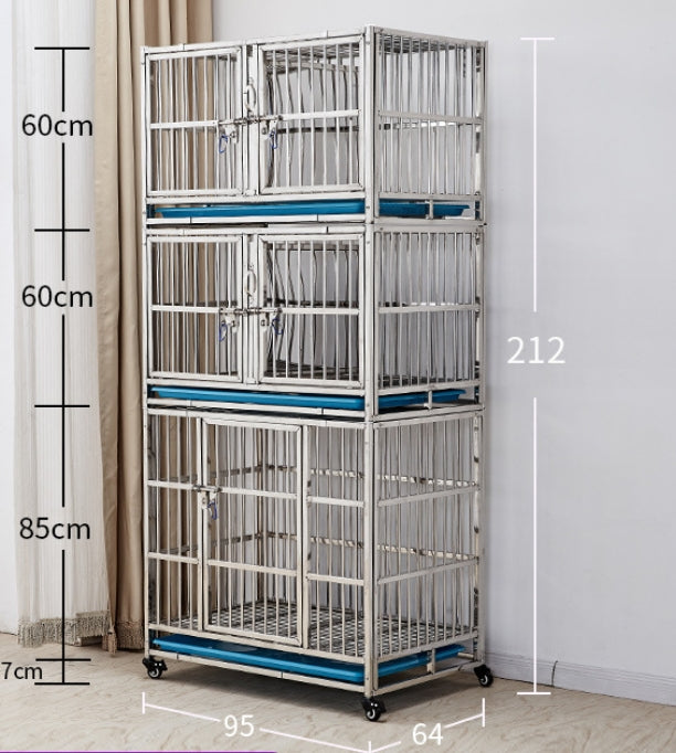 PG-0371    95 Three cages & five rooms Stainless steel dog cage Mother cage Hospital cage combination cage isolation cage Foster cage Display cage Pet store foster cage